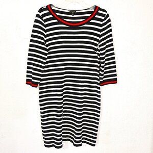 Talbots Women's Nautical Blue White Striped 100% Cotton Dress Size Large Petite